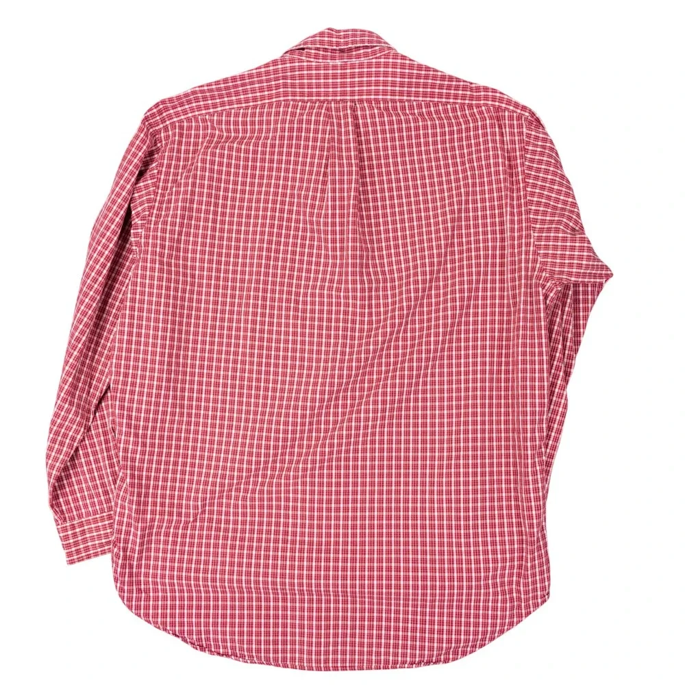 VTG Polo Ralph Lauren 90s Blake Two Ply Cotton Mens L Red White Plaid Shirt